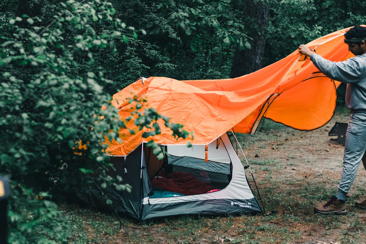 tent in de regen